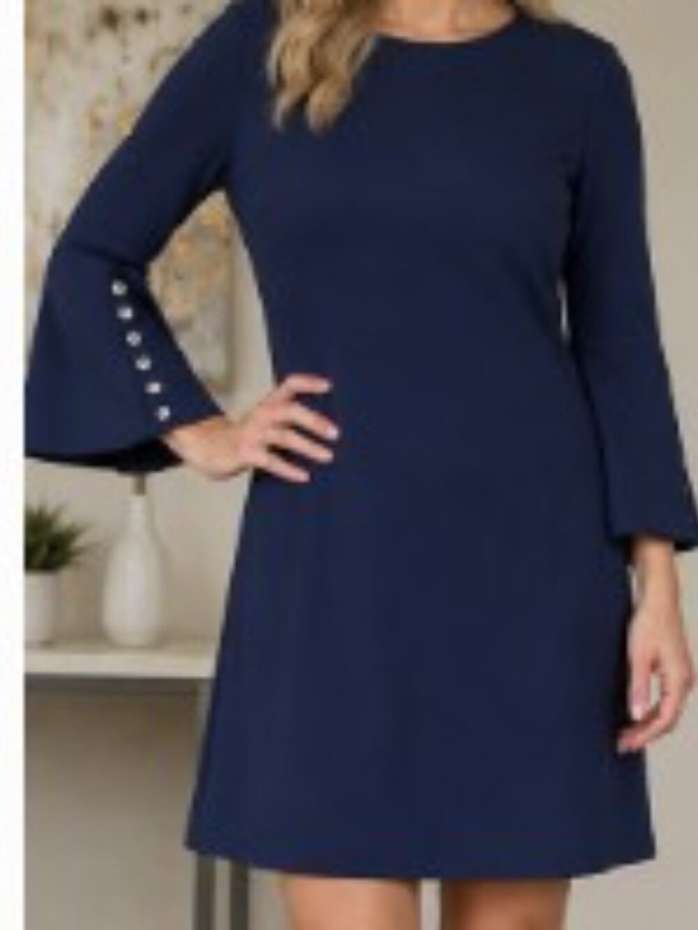 Tommy Hilfiger Navy Bell Sleeve Dress – Size 8